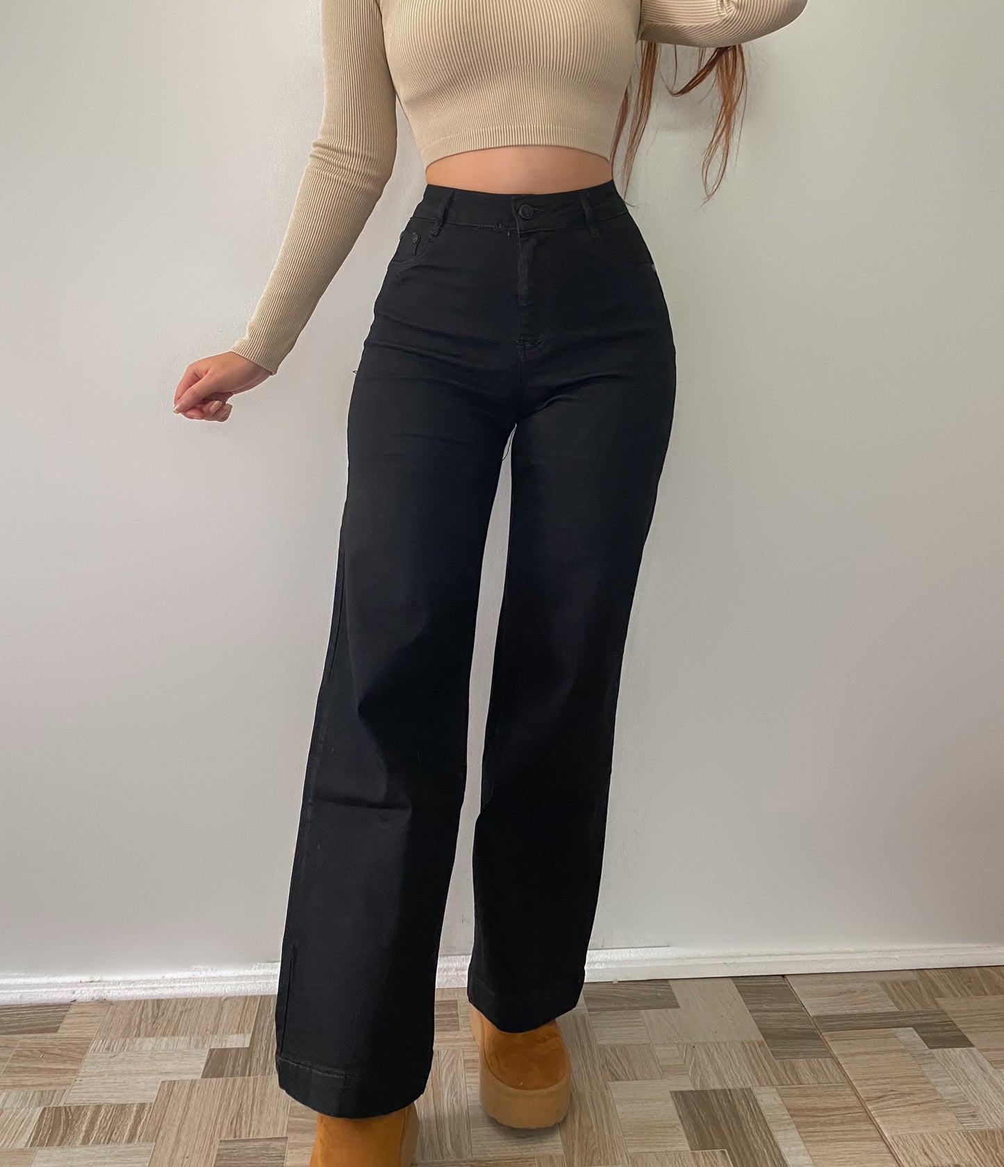 Jeans wide leg negro