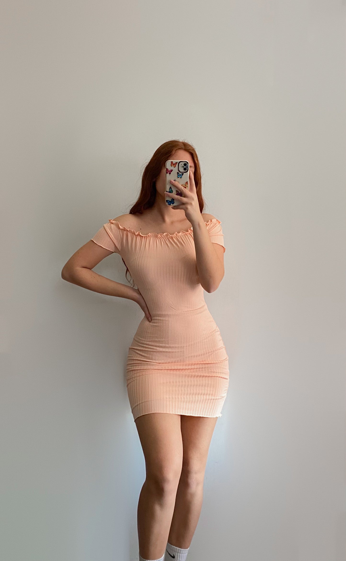Vestido mangas caídas