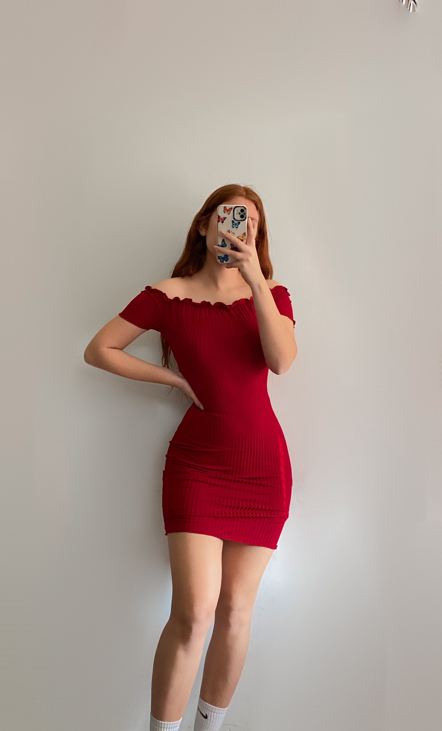 Vestido mangas caídas