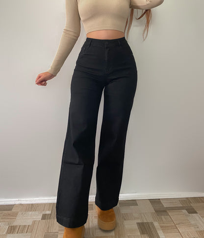 Jeans wide leg negro