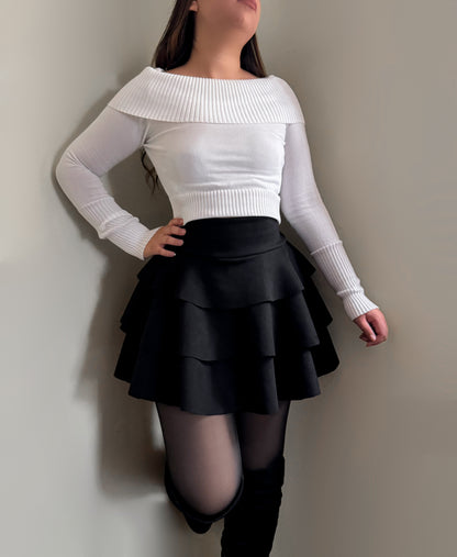 Falda short gamuza negra
