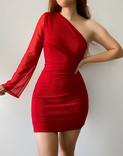 Vestido un hombro rojo