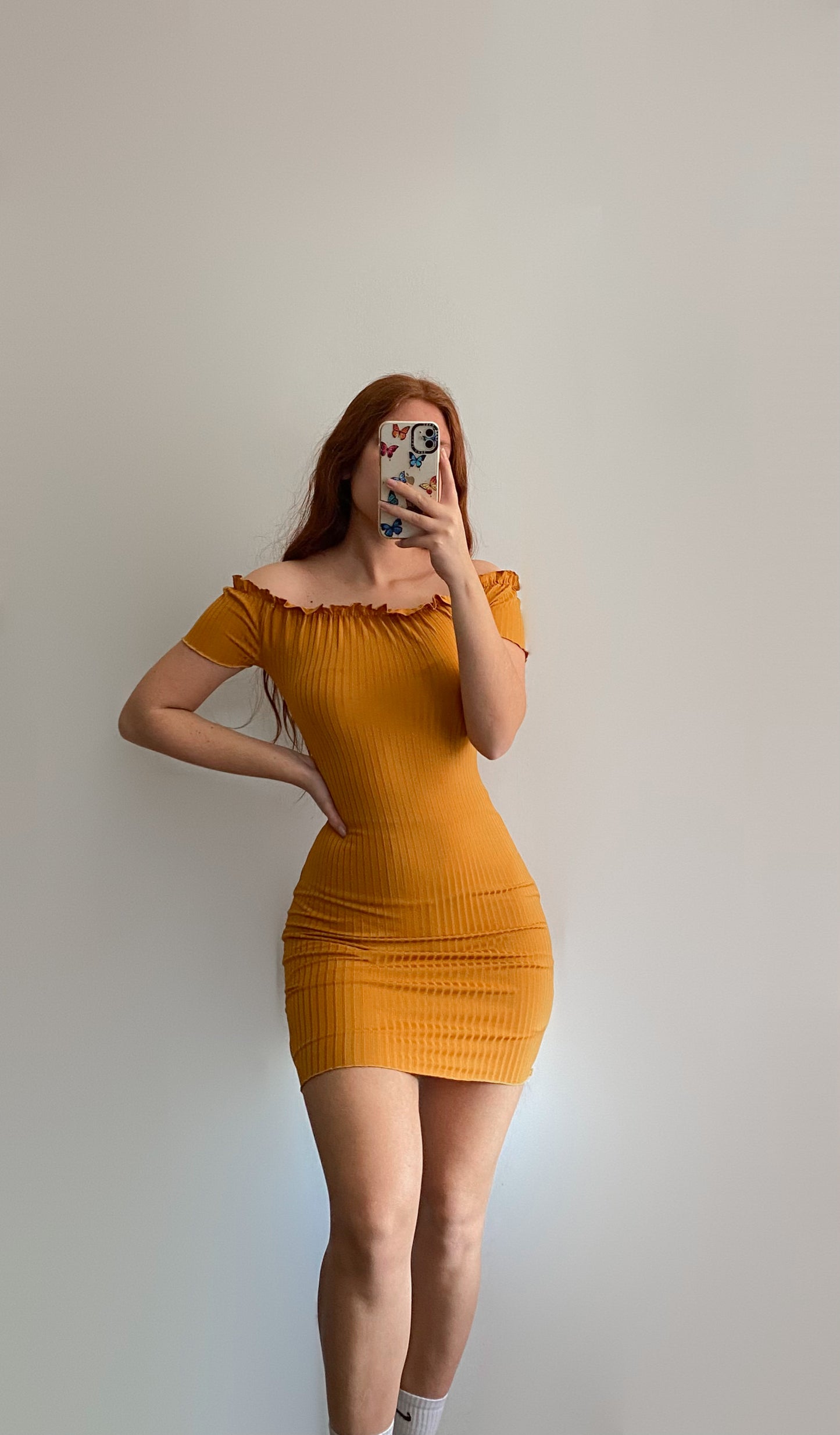 Vestido mangas caídas
